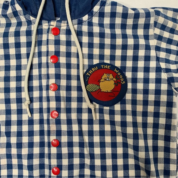 Rare VTG Sprocket’s Mervyns Blue & White Gingham Thru The Woods Baby Jumper 24mo - Picture 3 of 12